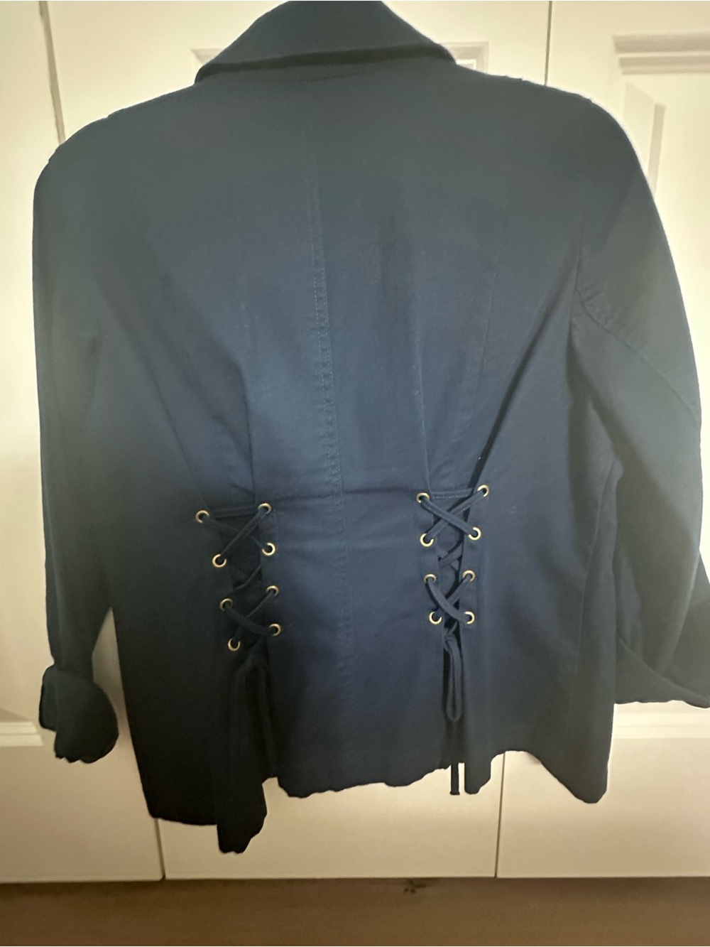 Talbots Navy Button-Front Utility Jacket - Picture 4 of 4